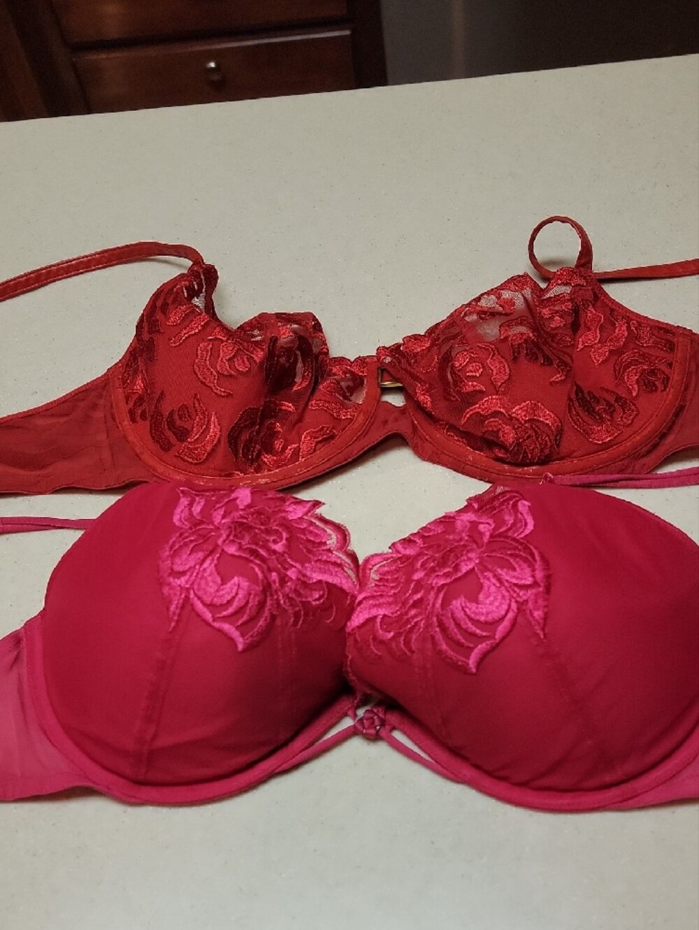 Victoria's Secret Red Embroidered Lace Balconette Bra
